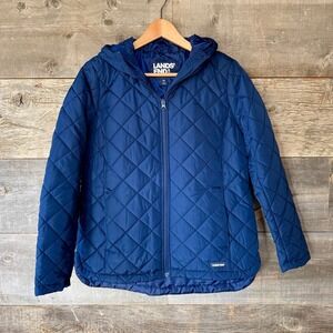 Lands' End Womens FeatherFree Insulated Jacket XS Navy Blue Full Zip Layering